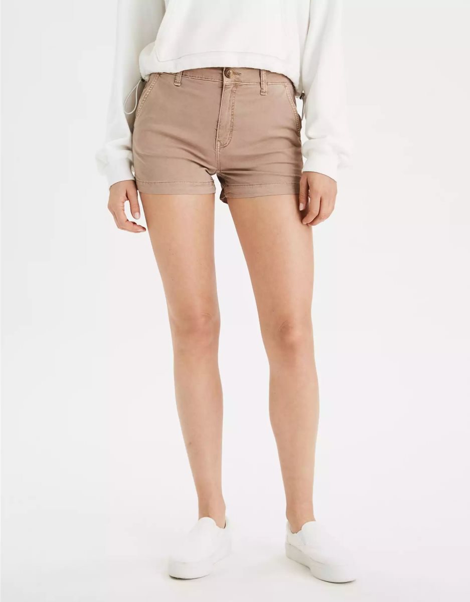 Shorts American Eagle AE High-Waisted Khaki Grise Marron Femme | VZR-99291632